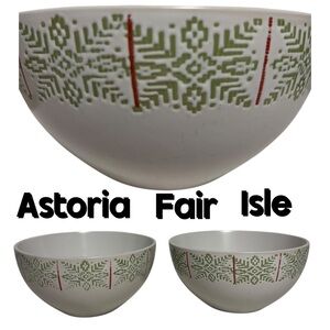 Noble Excellence Astoria Fair Isle Stoneware Bowls Set of 2 Christmas Snowflake